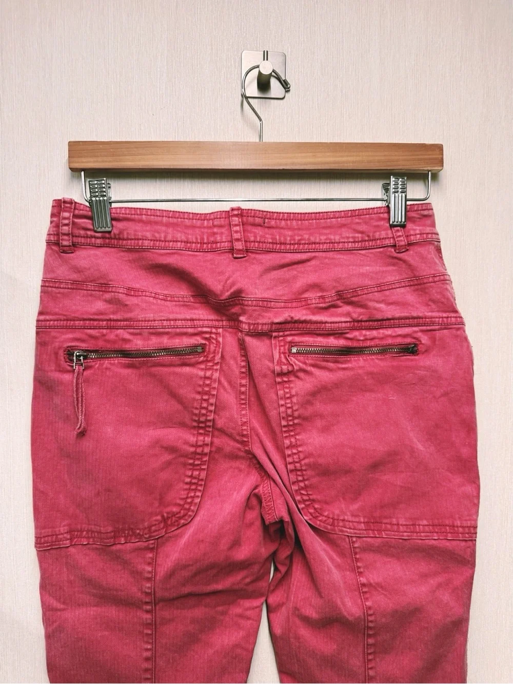 Free People We The Free Hot In It Moto Red Utility Pants, Size 6 - Picture 6 of 10
